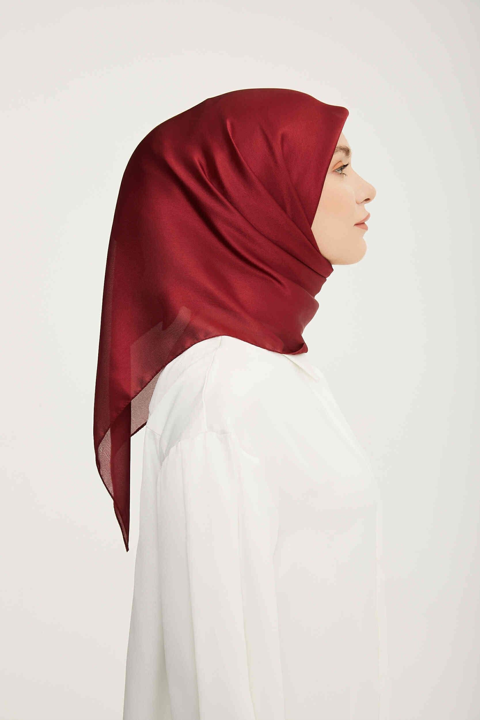 Armine Trend Bordo Düz Renk Jan Jan Şifon Eşarp 829